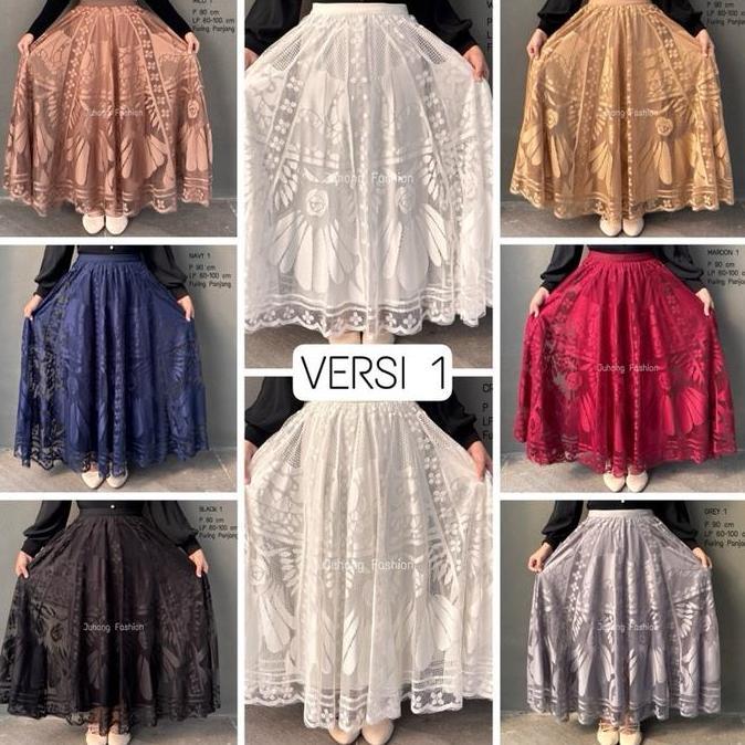 QUEEN - Rok Brukat Lace Panjang Premium Import NS'
