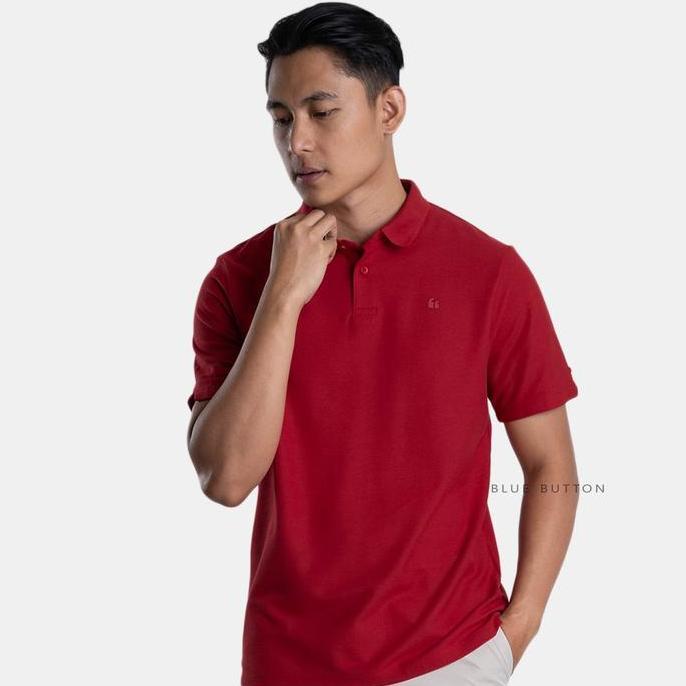 BLUEBUTTON Polo Shirt Mineral Blue Premium High Quality Tebal Ruby Red Best Quality