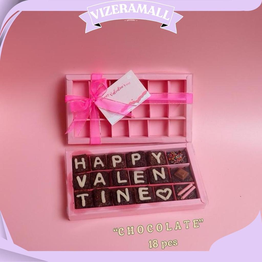 Cascara Cookies - Valentine Hampers Fudgy Brownies Custom Kue Cokelat Ultah Tulisan Huruf Sekat 18Pc