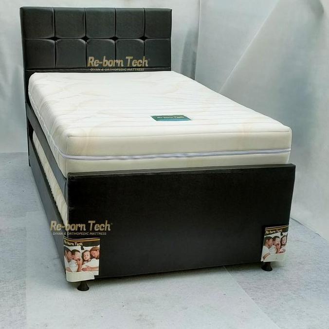 Paker Re-Born Tech Dipan Divan Sandaran Sorong Ranjang Susun 2In1 +Matras Kasur Super Orthopedic