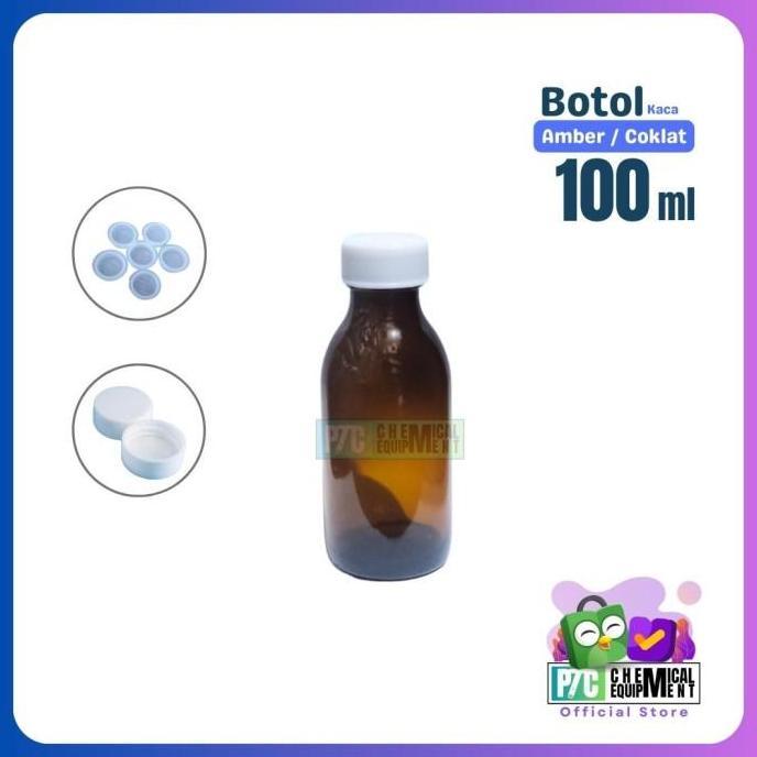 Botol Kaca 100ml | Botol Kaca Coklat 100ml Tutup Ulir Dengan Sumbat