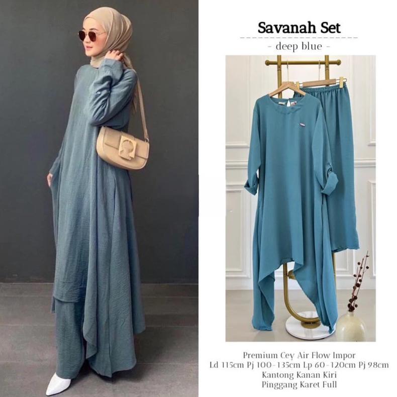bestpromo savana abaya tunik syari - one set tunik jumbo + rok