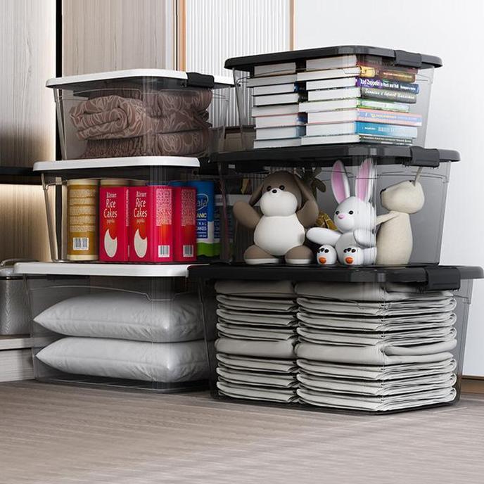 Sedia U-Living Kotak Penyimpanan Transparan Keranjang Plastik Tempat Organizer Pakaian Mainan Sto033