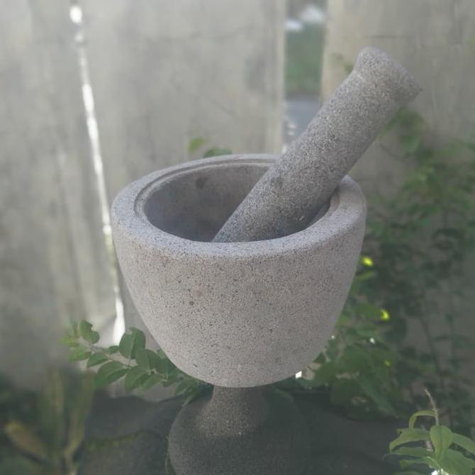 Lumpang / Lesung Batu Kali Senowo Muntilan 20cm + Alu / Tumbukan RDN