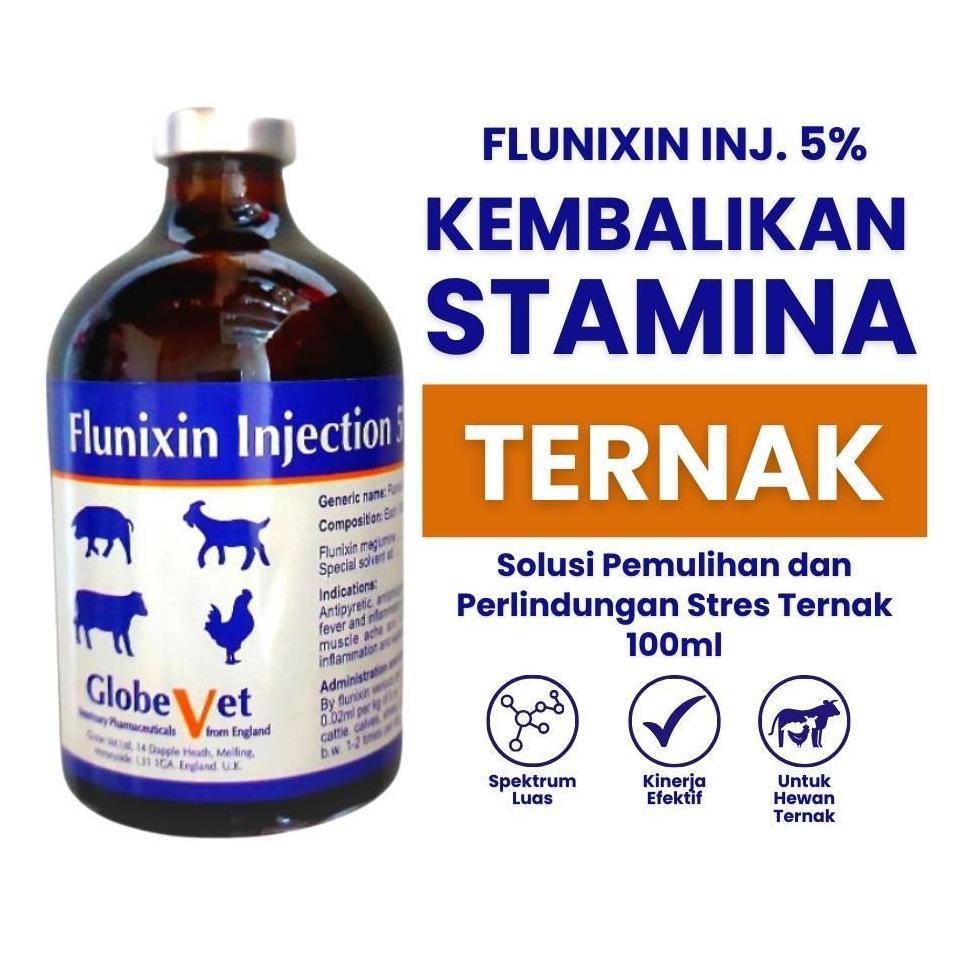 Flunixin Injeksi 100 ml - Golbal Vet Flunixin 100 ml - Anti Inflamasi - Obat injeksi - obat domba - 