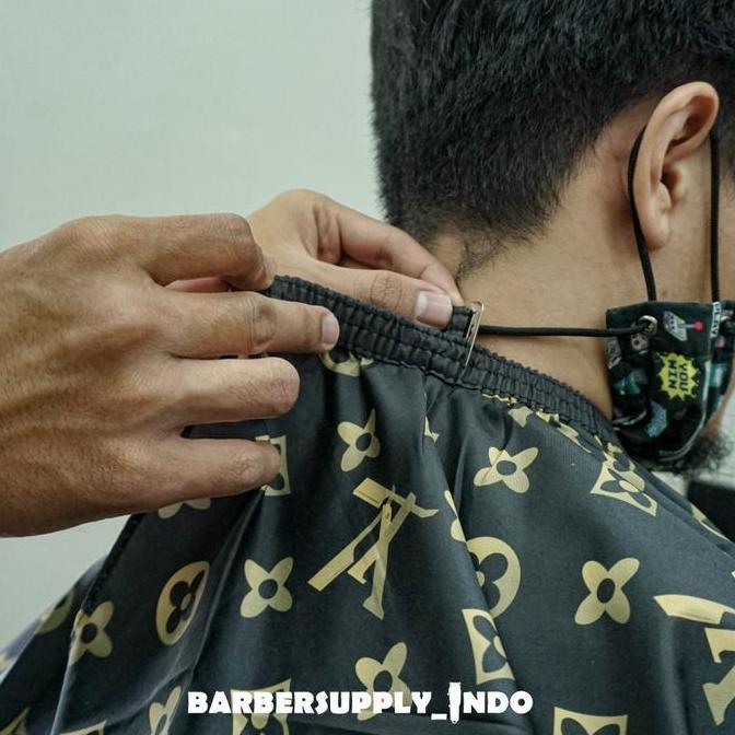 Popapipu- Cape / Kep / Kain Kip / Sarung Cukur Potong Barber Salon Motif Lv Gold
