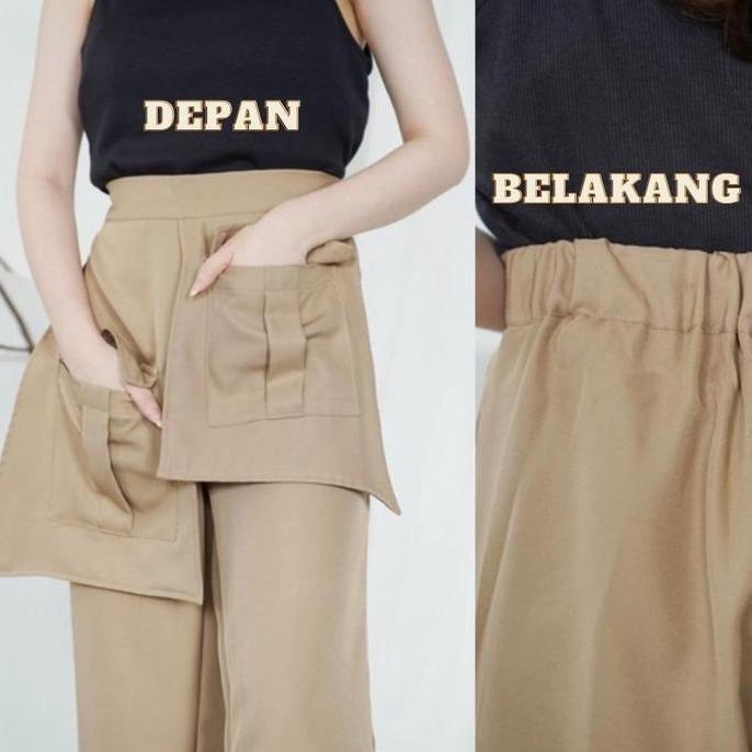 Celana Panjang Wanita Kulot Highwaist Palazzo Pants Bess Pocket Premium || Kulot Palazo Pants Terlar