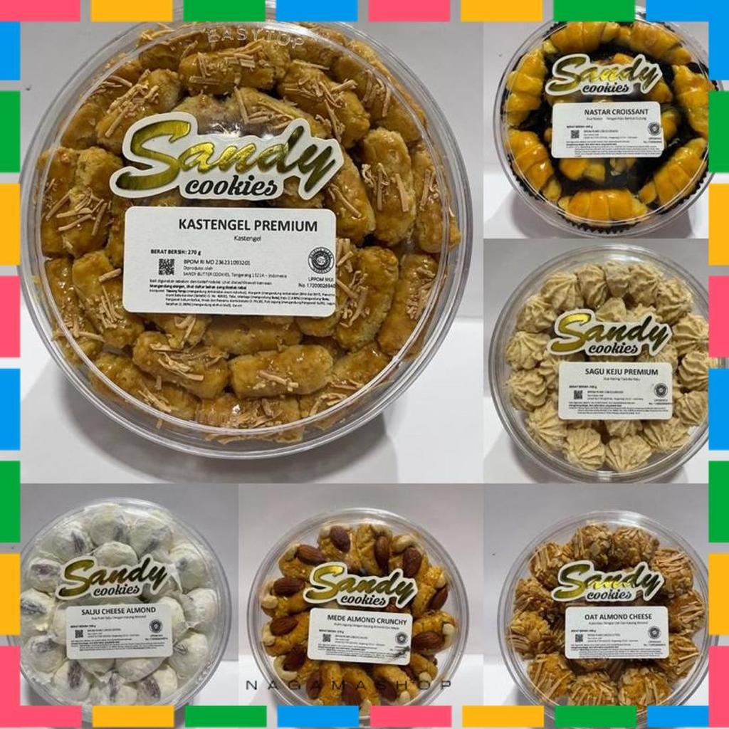 Sandy Cookies Premium (Gold) Exp Panjang (Toples Sedang Tin (Nastar / Kastengel / Putri Salju / Salj