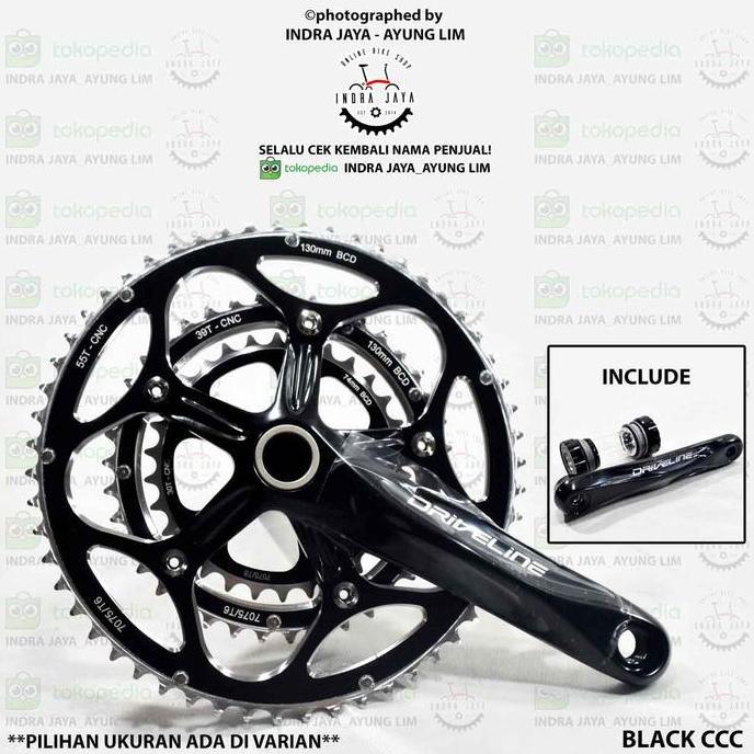 DRIVELINE CRANKSET CCC TRIPLE CHAINRING 55-39-30T / 53-39-30T - BLACK