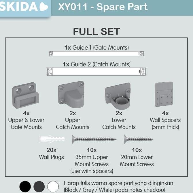 Spare Parts / Installation Kit for XY011 Skida Retractable Safety Gate