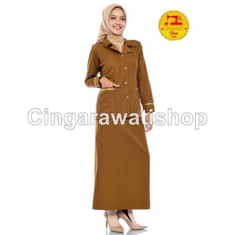 Grosir Seragam Pns Wanita Setelan Baju Dinas Pemda Pdh Khaki Tua Muslimah