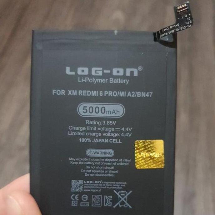 baterai log-on Xiaomi Redmi 6 Pro / Mi A2 Lite BN47 BN-47 double power