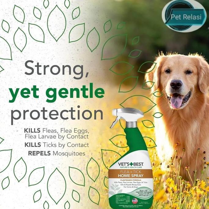 Semprotan Anti Kutu Vets Best Flea & Tick Home Spray For Dogs 945 mL