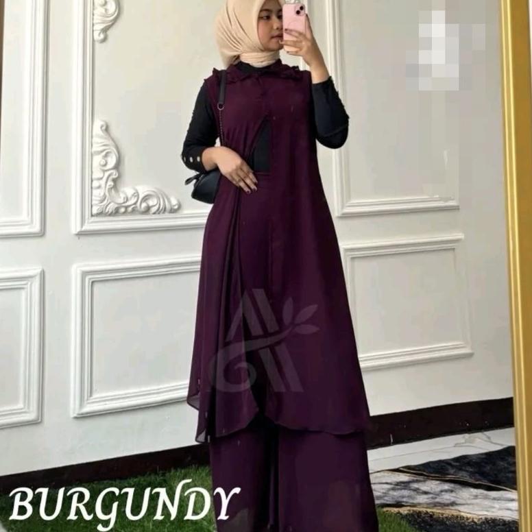BESTPROMO one set naura ceruty - setelan wanita kekinian - terbaru 2025 mahogany lebaran wanita - on