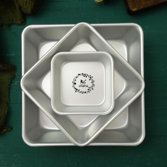 Chefio Loyang Kotak Aluminium Tanpa Sambungan Press / Bolu Cake Lapis