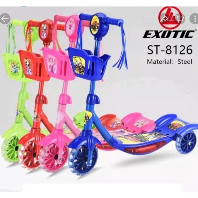 GHURDI Scooter Keranjang Exotic Roda 3 Otoped Skuter/ Scooter Anak Kursi 3 Roda Keranjang