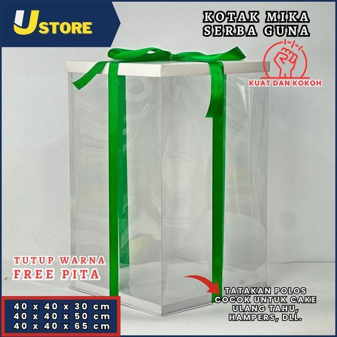 Cake Box Mika Dus Kue Kotak Kue 40X40 Cm Box Jumbo Kotak Hantaran Kotak Kado Tutup Warna Dan Transpa