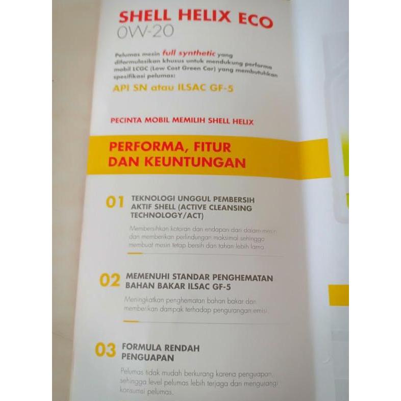 Paket Oli Shell Helix Eco 0W-20 + Filter Oli Agya/ Ayla/ Sigra/ Calya