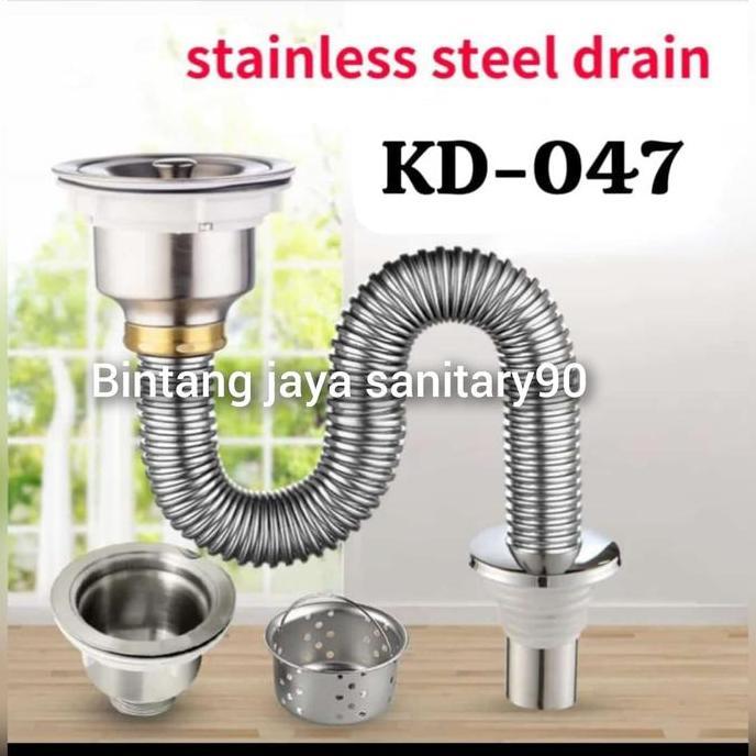 Afur Bcp Selang Stainless/Afur Pembuangan Bak Cuci Piring Stainless