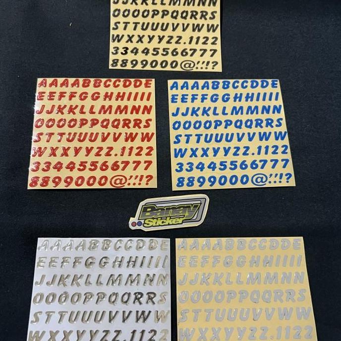 STICKER EMBLEM HURUF ABJAD ANGKA TIMBUL 3D