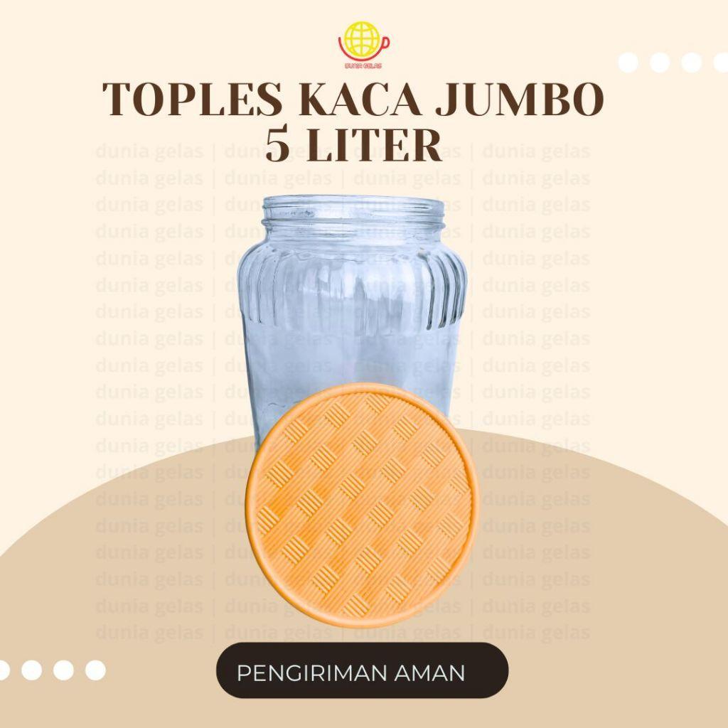 Toples Kaca Jumbo 5 Liter/Toples Kerupuk/Toples Besar/Toples Lebaran/Parcel Lebaran/Toples Kopi Kilo