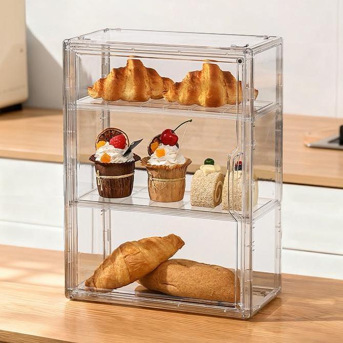 Eglux Kotak Kue Akrilik Tempat Kue Etalase Roti Rak
