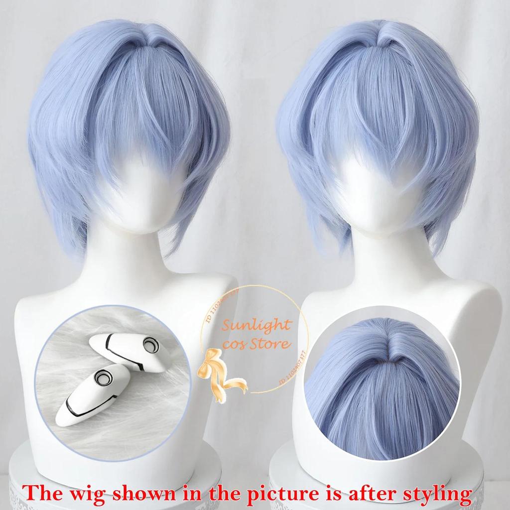 Ayanami Rei Cosplay Wig 30cm Short Blue Rei Ayanami Anime Cos Wigs Heat Resistant Synthetic Hair Hal