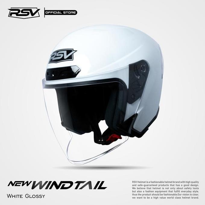 HELM Half Face RSV NEW WINDTAIL WHITE GLOSSY Motorcycle - RSV Helmet