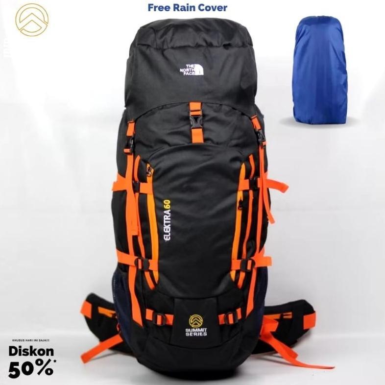 Tas Carrier Gunung 60 Liter Single Frame Besi Backpack Hiking Outdoor Anti Air + Free Rain Cover - R