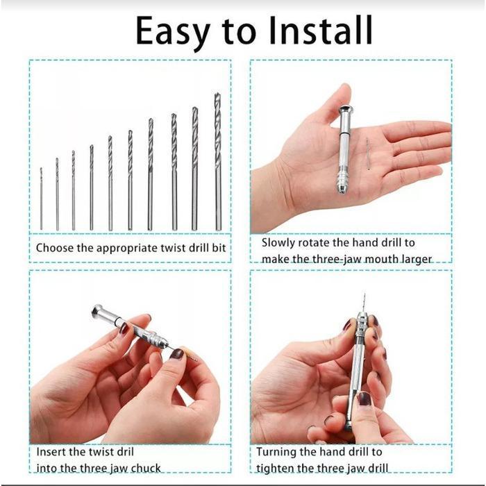 (Ready) Mini Pen Hand Drill Manual Bor Tangan Lobang Tiny Stainless Steel Pcb Bestseller