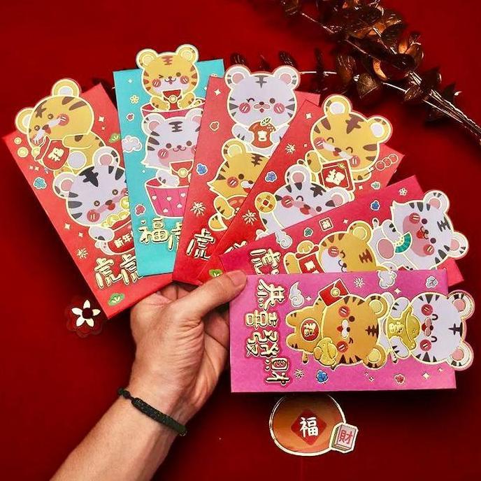 Termurah / Hot Sale Angpao 3D Isi 6 Cute Tiger Imlek 2022 Sincia Angpau Lucu Murah Tebal