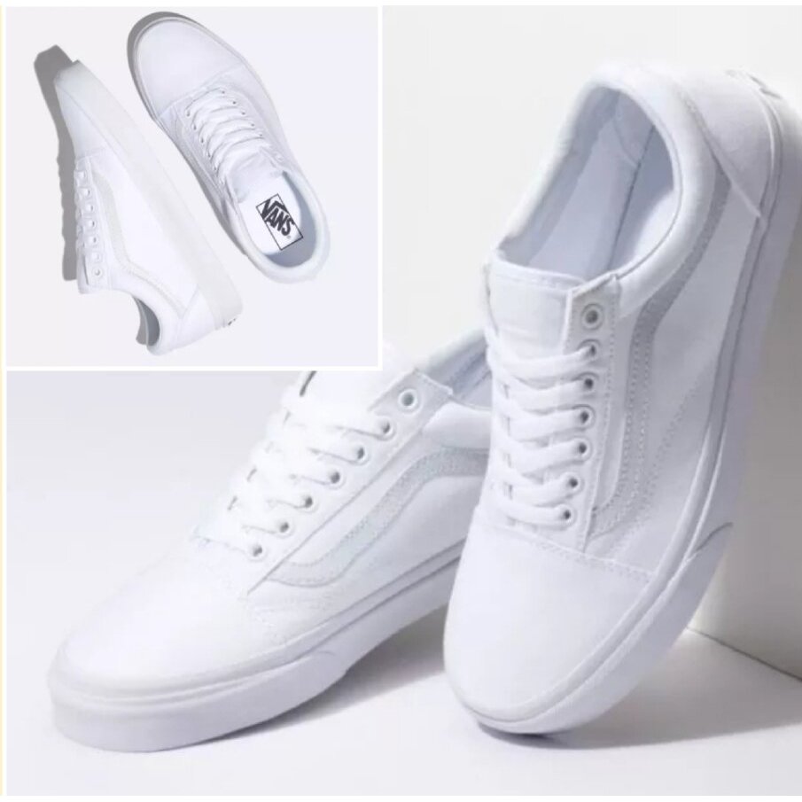 Sepatu Vans01 Cacing Putih Polos Sepatu Sekolah Sepatu Sneakers Laki Laki/Perempuan Premium Sepatu P