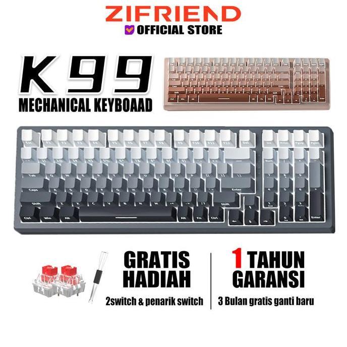 ZIFRIEND K99 Gradient Mechanical Keyboard Hotswap White Light Gaming Keyboard