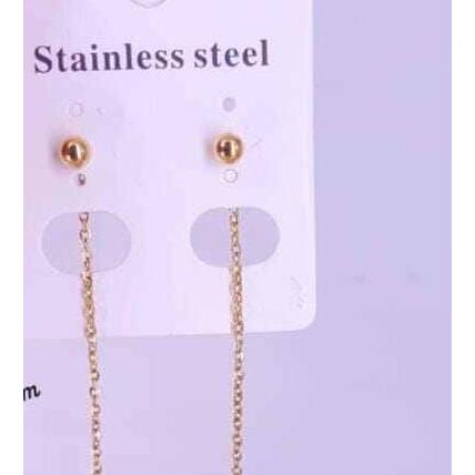Anting Rumbai Panjang Titanium, Anting Juntai, Anting Bulat, Anting Wanita, Anti Karat