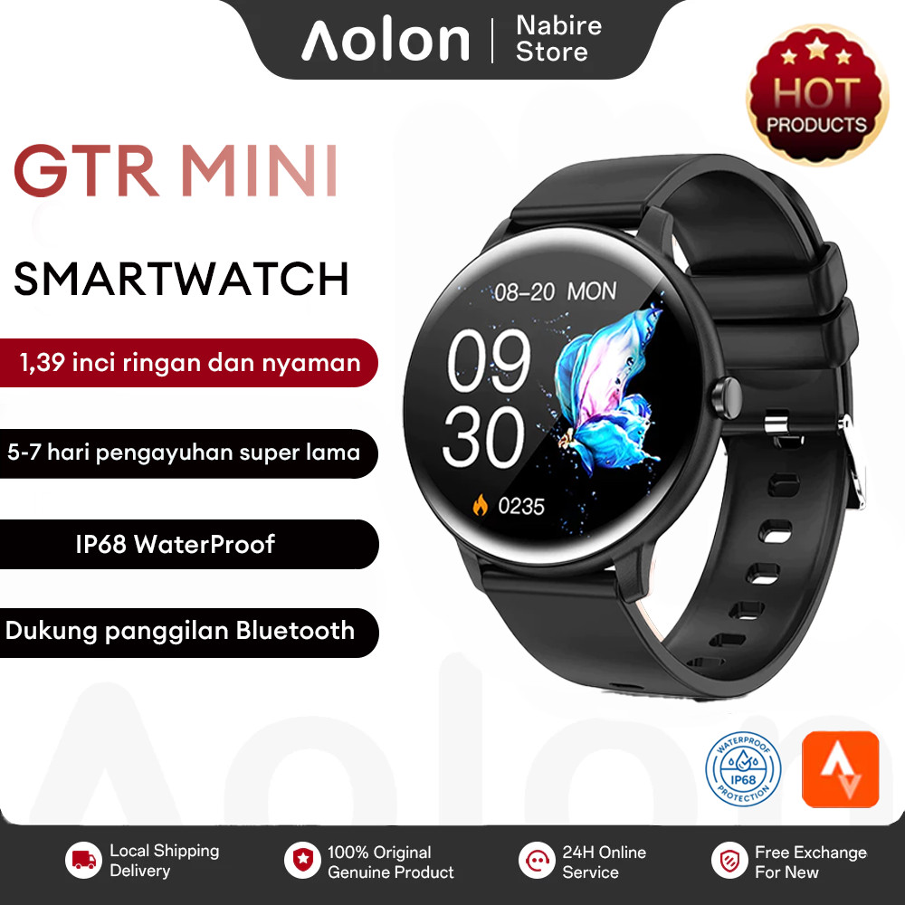 Aolon GTR Mini Smartwatch Pria/Wanita Support Call Game Multi-Sport Mode Jam Tangan Pintar Aolon