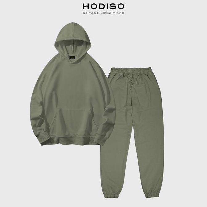 HODISO - Satu Set Hoodie Jumper Baggy Oversized Polos + Jogger Polos HM
