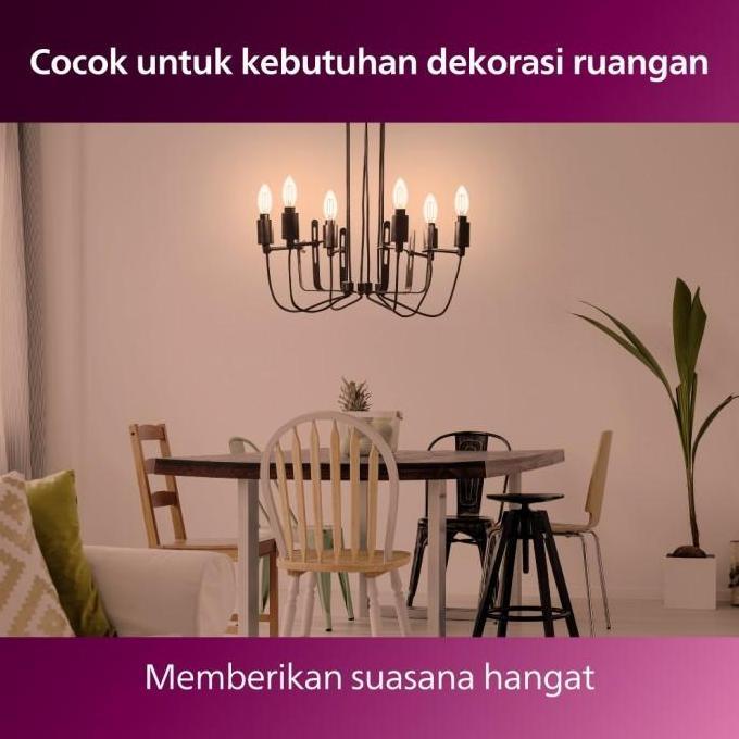 Bisadisini- Paket Lampu Philips Beli 3 Dapat 4  Lampu Philips Filament Bohlam Led 4W B35 E14 Kuning