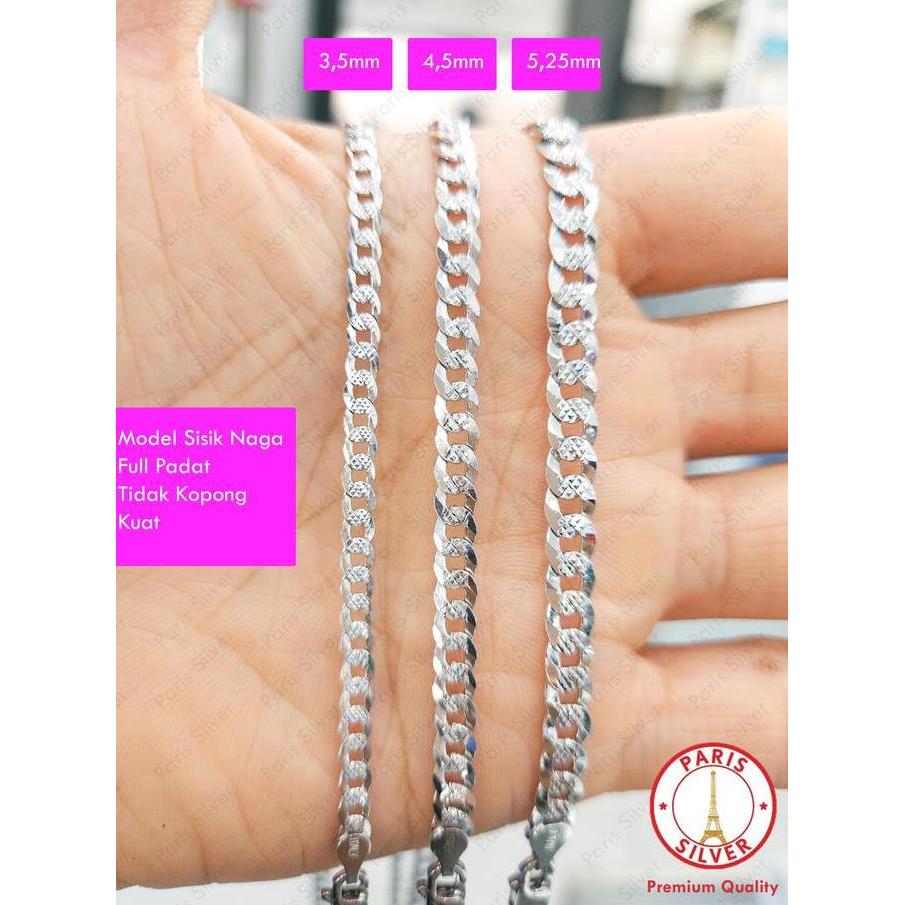 Kalung Sisik Naga Perak Asli 925 Pria Silver Anti Karat Kilap