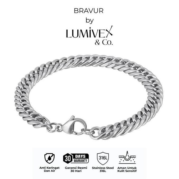 Gelang Pria Titanium Stainless Steel 316L Lumivex - Bravur