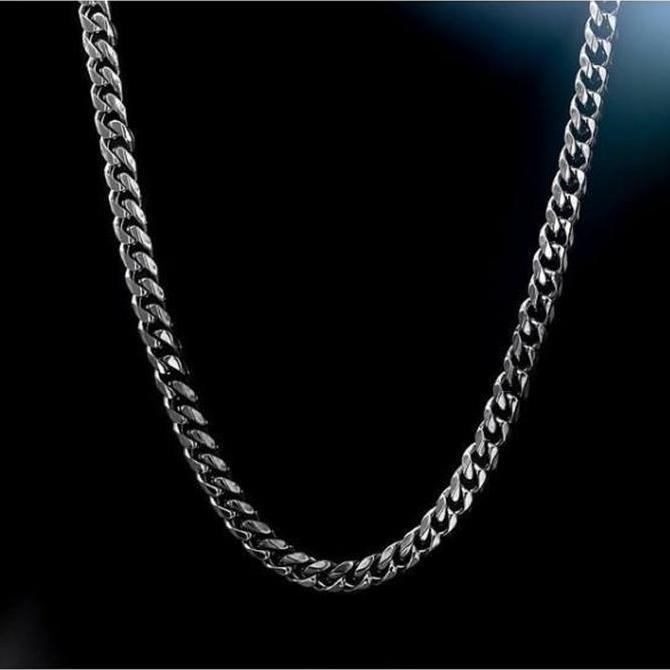Kalung Pria Bahan Anti Karat warna Putih Kuning Rantai Wanita
