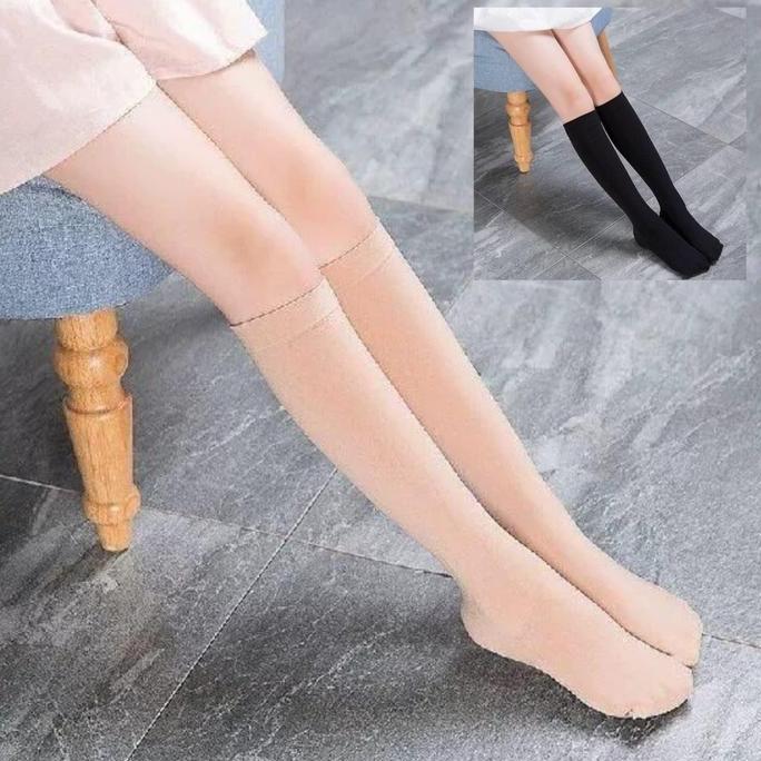 - Stocking Jempol Wanita Dua Jari Selutut Kaos Kaki Stoking Panjang Selutut Warna Kulit Dan Hitam