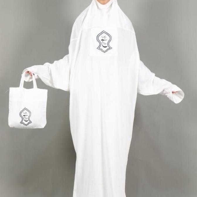 Disiniaja- Mukena Aisyah Mukena Terusan Hadramaut Terompah Mukena Dewasa Putih Panjang Rayon Muslim 