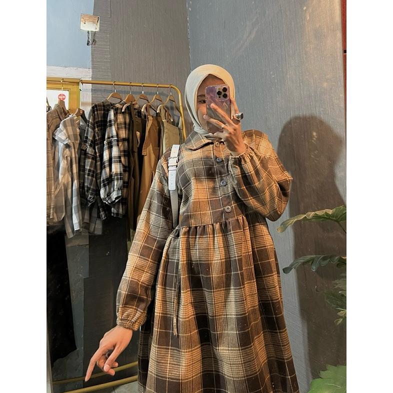 BESTPROMO Meedina Tunik flanel wanita / Tunik wanita flanel premium/Atasan kemeja flanel kekinian