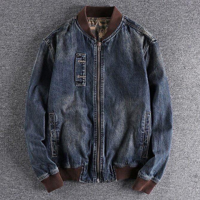 EIGHTEEN-jaket boomber jeans denim polos pria unisex kasual kerah ANG