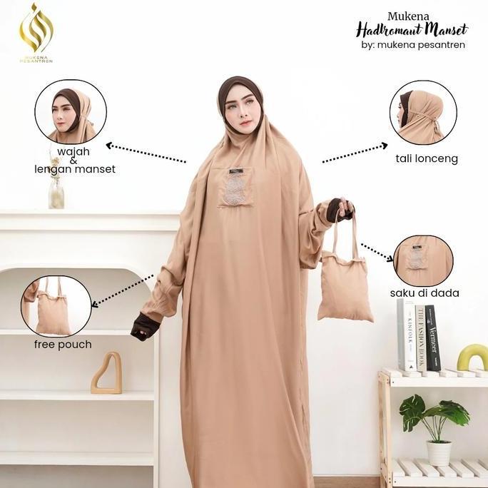 Disiniaja- Mukena Terusan Manset Rayon / Mukena Hadromaut Panjang Muslim Variasi Dewasa Traveling Mu