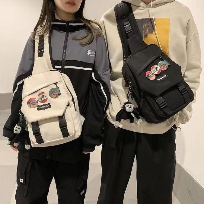 bod.sanah - tas selempang pria wanita trendi - tas pinggang santai gaya jepang, tas dada olahraga ka