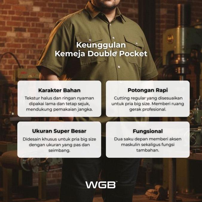 KEMEJA CASUAL SAFARI BUSH KHAKI BIGSIZE JUMBO PRIA UKURAN XL XXL