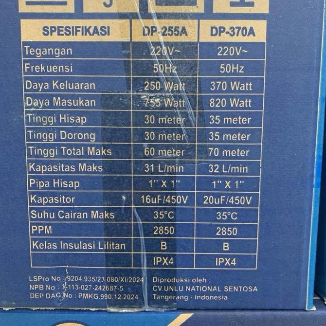 Teruss- Pompa Air Jet Pump National Eco Dp 255 Pompa Sumur Dalam Italy Sni