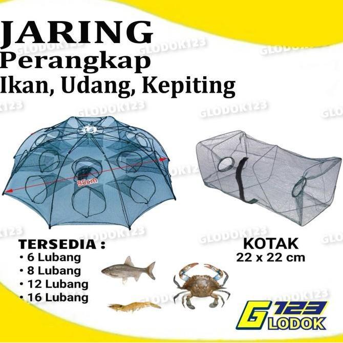 Perangkap Bubu Jaring Jebakan Ikan Udang Kepiting 6 8 12 16 Lubang