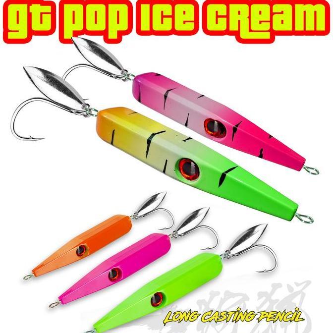 FINESSE Umpan Pensil GT Pop Ice Cream Casting Sinking Dengan Mata Kail Blade Pancing Ikan